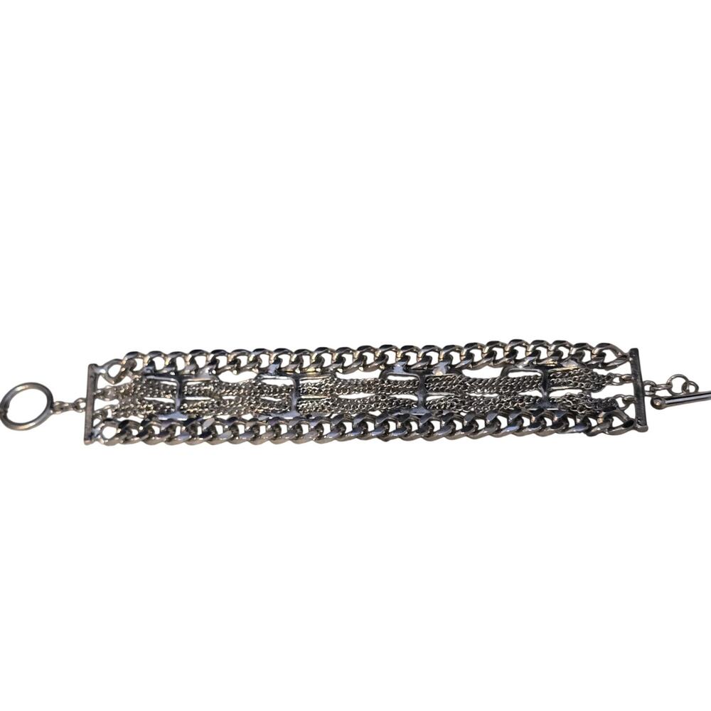 Silver toned industrial chain bracelet no mark